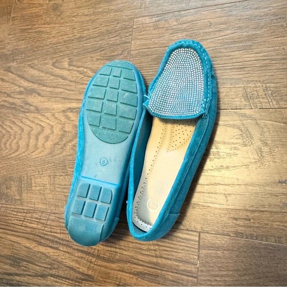 Cato Rhinestone Turquoise Suede Flat Loafer Moccasins Comfort Women’s Size 8 - Picture 8 of 8